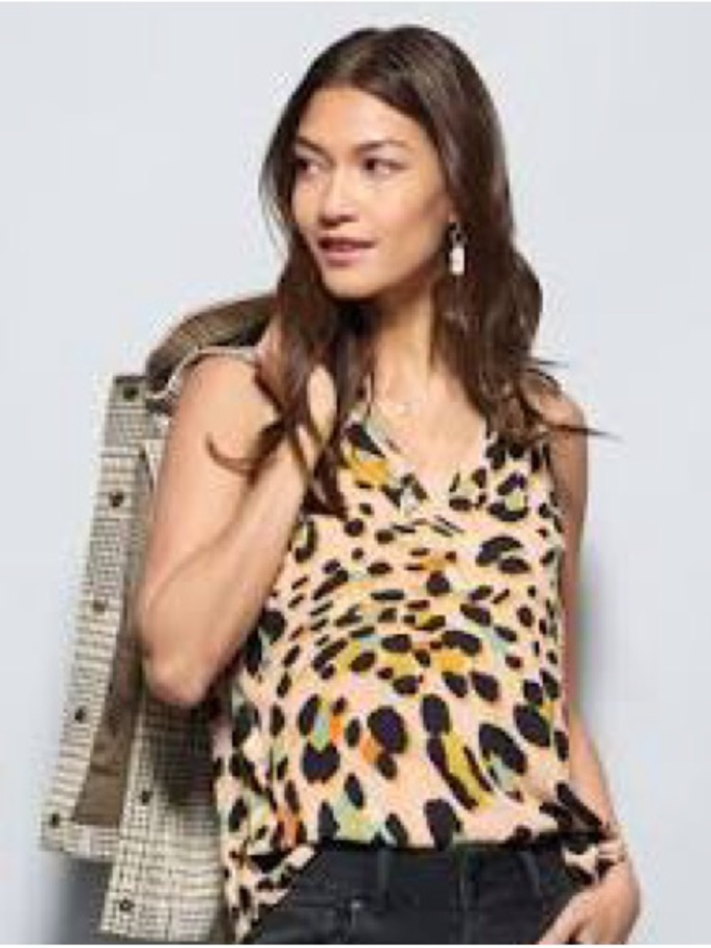 Cabi Women’s Sleeveless Leopard Print V-Neck Top-Size Large- #4551